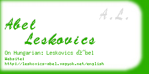 abel leskovics business card